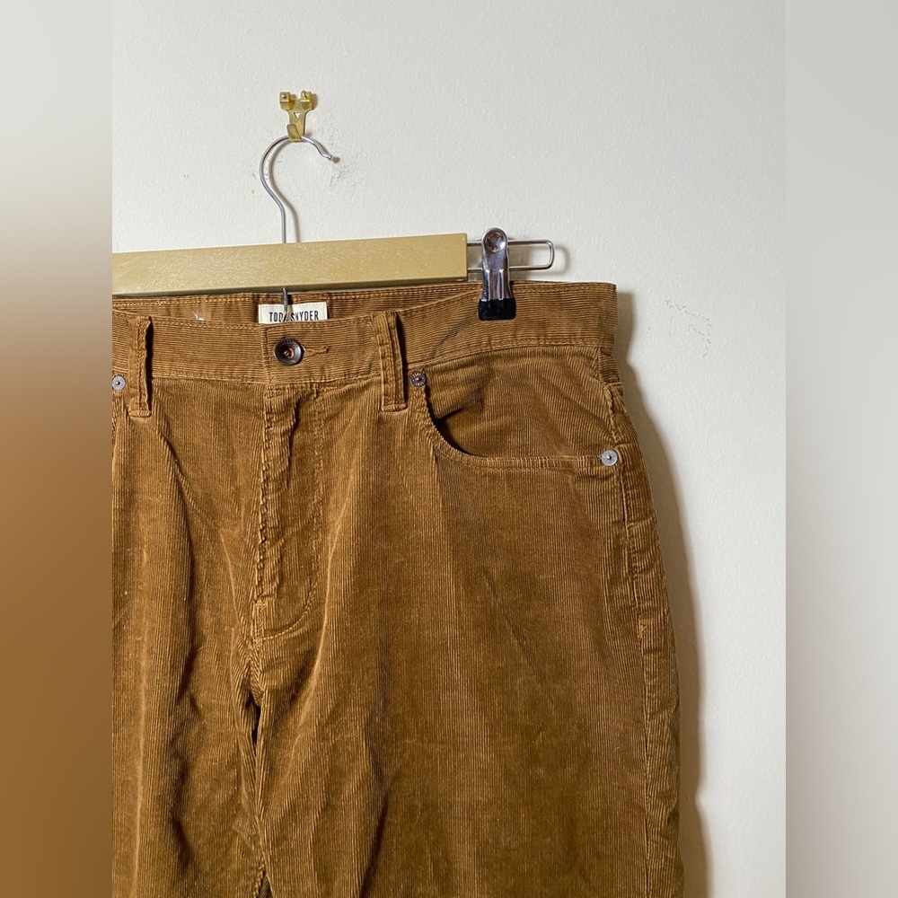 TODD SNYDER Men's 31x30 Slim fit BROWN Corduroy 5-Pocket Jeans